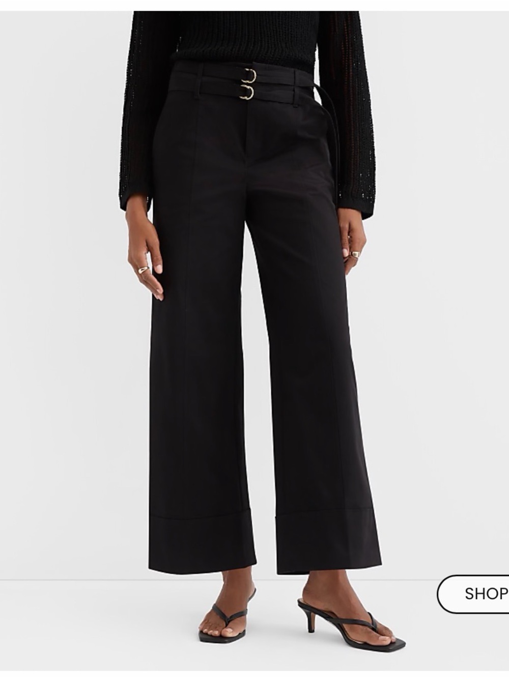 LOFT Double Belted Wide Leg Pants